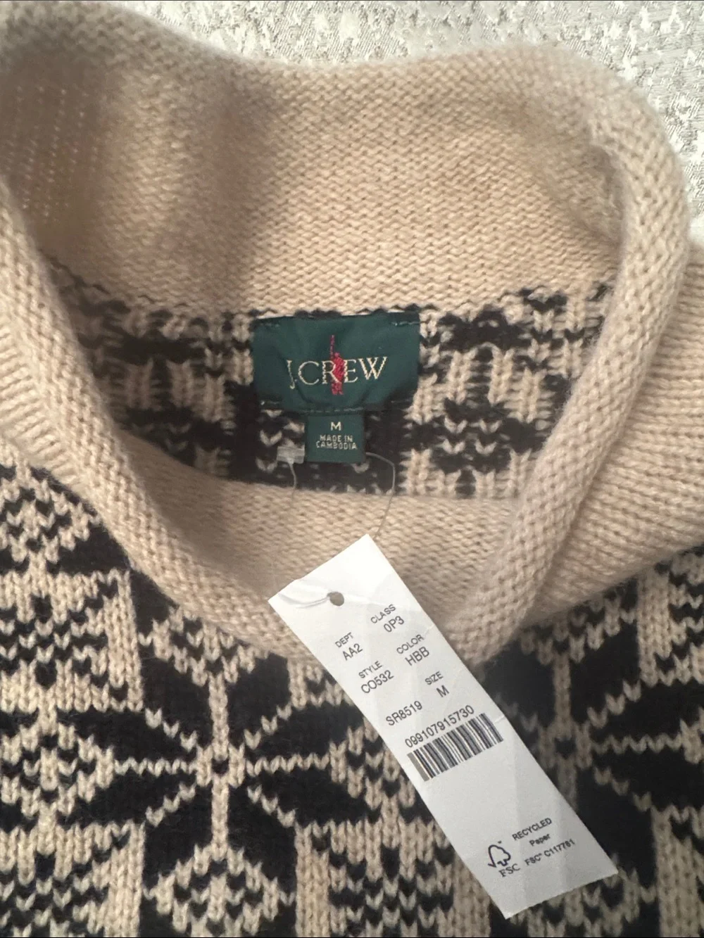 J. Crew Rollneck sweater in snowflake jacquard lambswool